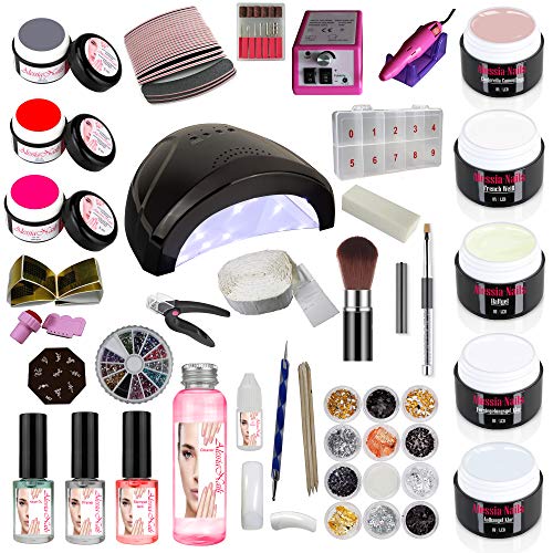 Nagelstudioset Schwarz Starterset Einsteigerset Maniküre Nagelset UVgel Nagelfräser (Schwarz/Schwarz Set 6)