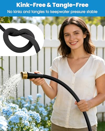 Image of 75 FT Garden Hose, Non-Expanding Water Hose, Ultra Flexible, Burst-Resistant, Kink-Free, High-Pressure Garden Hose for Easy All-Weather Use on Lawns, Gardens, and Outdoor Cleaning