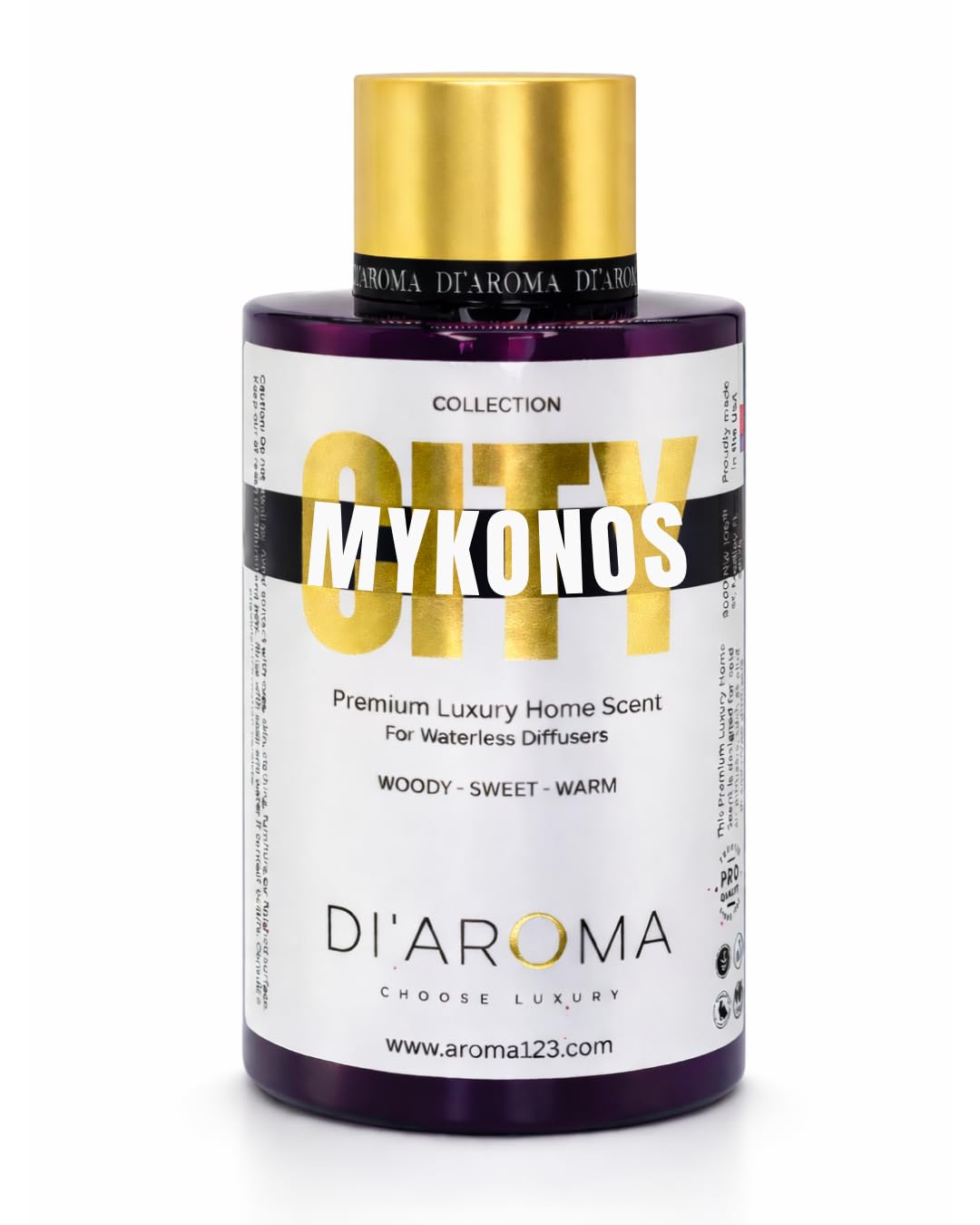 Di'Aroma Mykonos Aroma Oil Blend 120ml – Premium Diffuser Oil for Home, Waterless & Essential Oil Diffusers, Long Lasting Home Fragrance, City Collection, Made in USA (120ml, Mykonos)