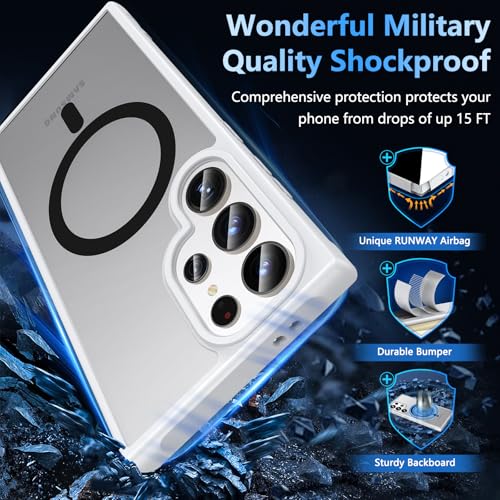 Image of OWKEY for Samsung Galaxy S24 Ultra Case 6.8'', Magnetic Samsung S24 Ultra Case Compatible with Magsafe, [Shockproof Military] Translucent Back Slim Bumper Cover Phone Case Samsung S24 Ultra, Gray