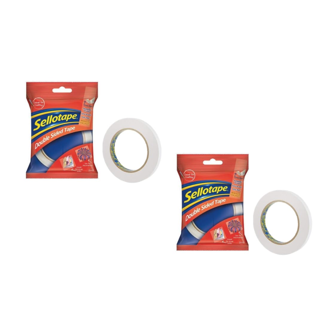 Sellotape Double Sided Tape, Strong Double Sided Tape for Everyday Use, Mounting, Arts & Crafts, Easy to Use Double Sided Sticky Tape with Solid Grip & Easy Peel, 12mm*33m, Clear, Pack of 2-image-41