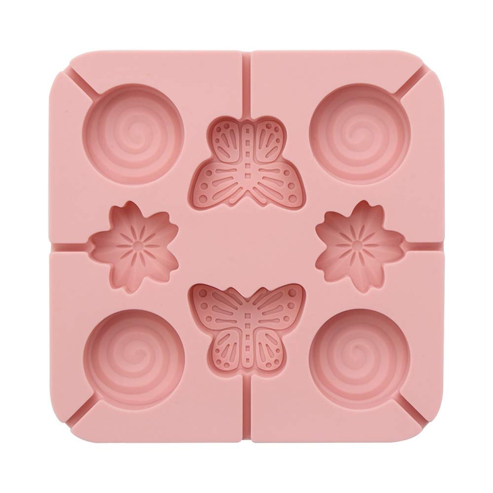 Izanus 8-Capacity cute animals shape Silicone Lollipop Molds, Chocolate Hard Candy Mold with Sucker Sticks for Baking (B)