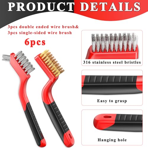 Image of Wire Brush Set Nylon Bristle Brushes for Cleaning Rust, Scratch Wire Brushes for Cleaning Welding Slag, Paint and Dirt Removal 6Pcs (Colorful)