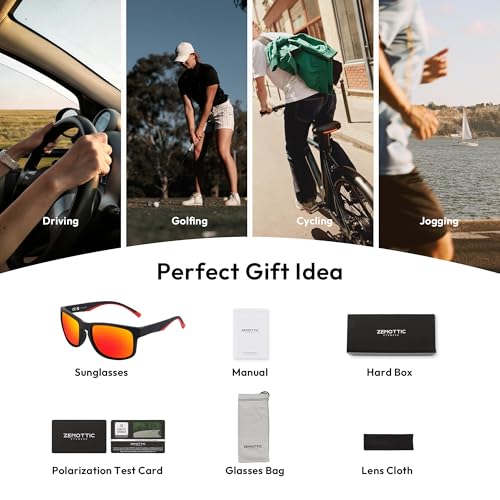 Image of ZENOTTIC Sports Polarized Sunglasses Men: UV400 Flexible Unbreakable Frame