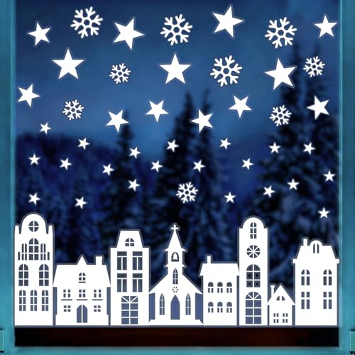 Fensterdeko Weihnachten Fensterbilder Selbstklebend, UEOTO Weiß...