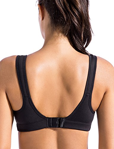 Image of SYROKAN Front Adjustable Sports Bras for Women High Impact | Front Velcro Straps, Wirefree, Double layer Cups, U Back, No Bounce, Running Bra