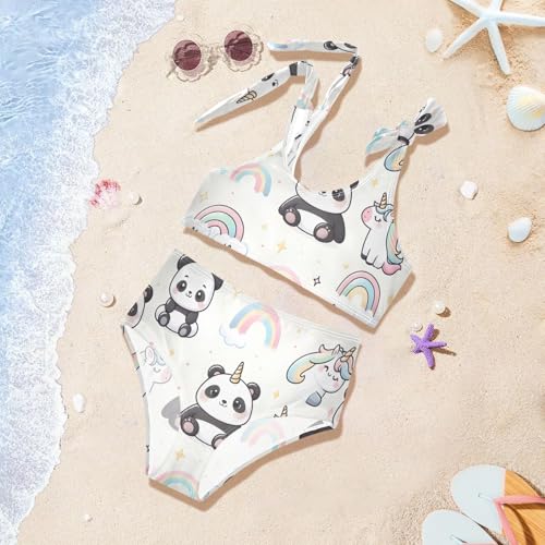 Girls' Bikini Set, Cute Panda Unicorn Rainbow Kids Swimsuit 2 Pcs Beach Bathing Suit4