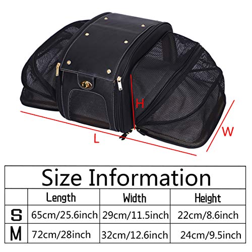 Petshome PH-US-PET-BAG-0202-M-BK-2 Dog Carrier, Pet Carrier, Cat Carrier, Expandable Foldable Airline Approved Leather Pet Travel Portable Bag Carrier thumb #6