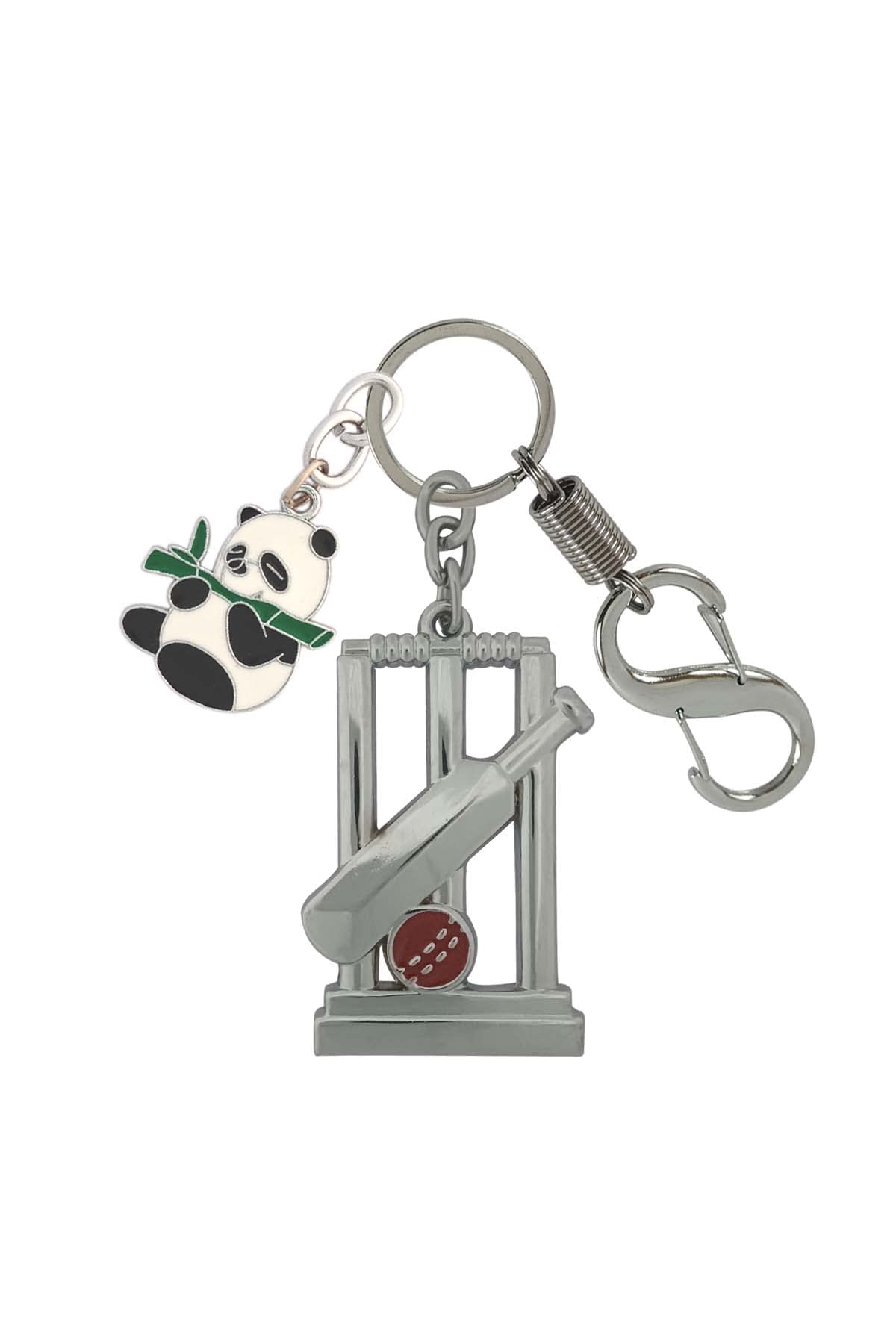 Shoky Looks Metal Metallic Cricket Wicket Bat Ball Hook With Bamboo Panda Locking Lock Key Chain-image-25