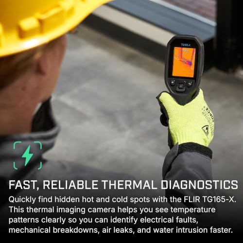 Image of Flir TG165-X Thermal Imaging Camera with Bullseye Laser, Spot IR | 80x60 IR, -25 to 300C, spot thermometer, MSX, IP54, building /HVAC /electrical, strap, pouch