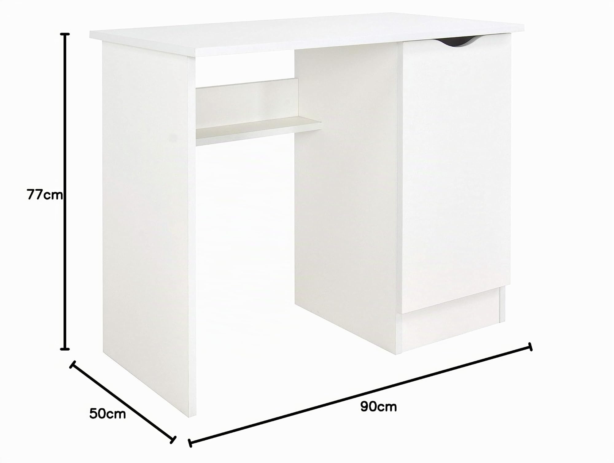 Leomark scrivania per bambini in legno 90cm x 50cm x 77cm (LxPxA), set di mobili per computer, scrittoio stile moderno, tavolo per imparare e giocare, Bianco