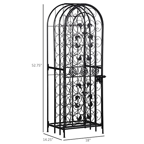 Homcom 45-Bottle Modern Wine Organizer Decorative Portable Wrought Iron Wine Rack Jail #TOP2