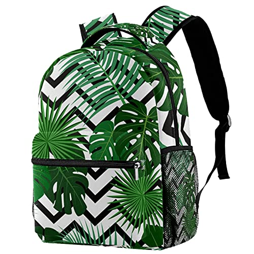Sac à dos école primaire palmier tropical zig zag noir et blanc étudiant