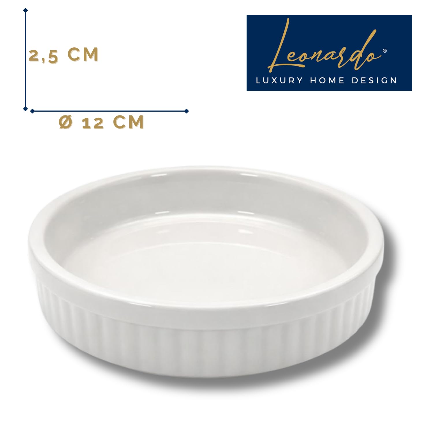 Set 6 Stampini da Forno Porcellana Bianca Ø 12x2,5H cm Cocotte Crema Catalana Crème Brûlée Soufflé Adatta Forno Microonde Lavastoviglie Elegante Idea Regalo