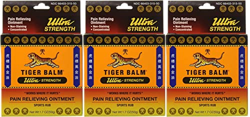 Tiger Balm Pain Relieving Ointment Sports Ultra 50g Professional Size Sports Rub Ultra Strength Knee Inflammation Relief Relief for Hand Arthritis Tiger Balm Ultra 3 Pack