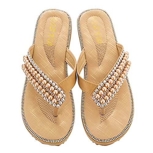 Tongs à Bout Ouvert Femme : Sandales Boho en Cristal pour Vos Soirées d'Été et Balades à la Plage