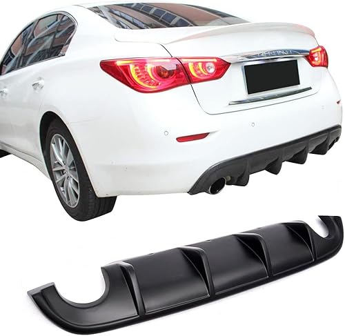Difusor trasero negro mate para Infiniti Q50 Q50S Sedan 2014-2017 fibra de vidrio parachoques inferior alerón kit de cuerpo