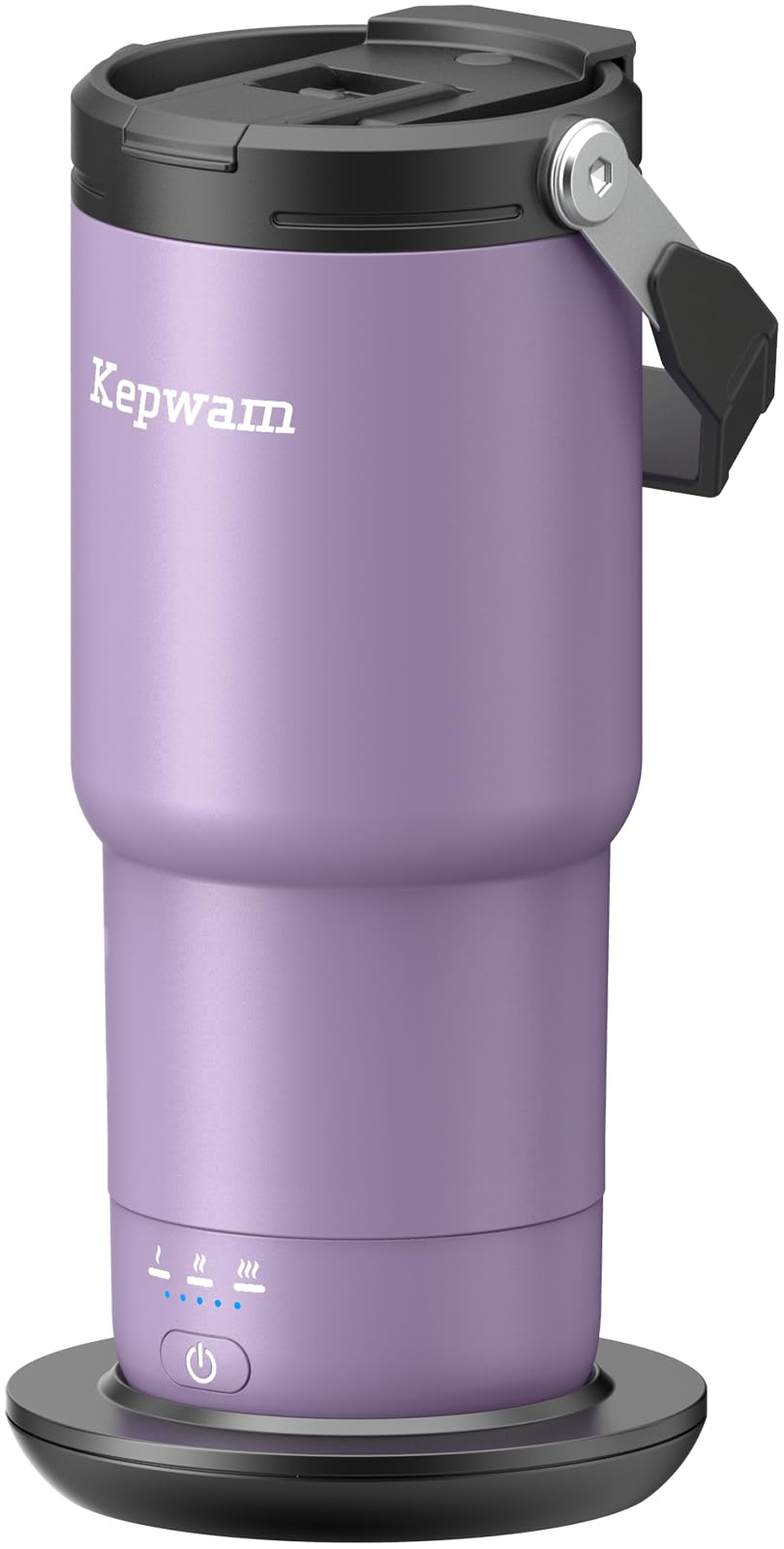 Kepwam T3 self-heating travel mug 20 oz in lilac violet with charging base
