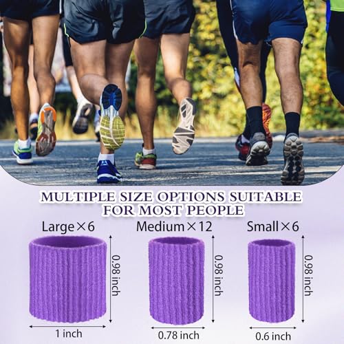 Image of Blulu 24 Pieces Toe Tubes 0.98 Inches Cushion Tube Corn Pads for Toes Sleeves Soft Gel Protectors for Cushions Corns Blisters Calluses 3 Size(Purple,Assorted Sizes)