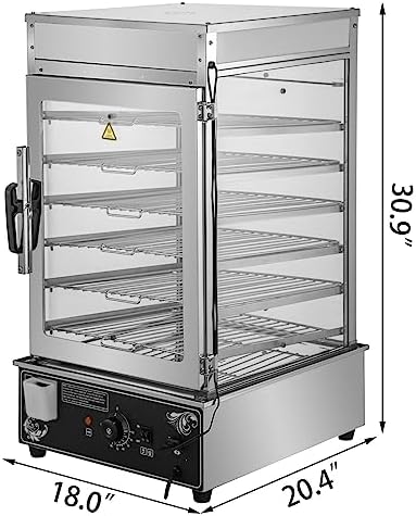 Commercial Electric Steamer with Temperature Control, Five-Layer Stainless Steel Frame, Perfect for Steaming Buns and Keeping Food Warm, Suitable for Buns, Dumplings