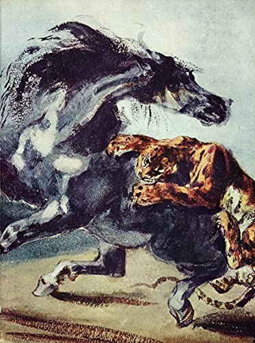 Peinture sur toile Tigre va chercher un cheval Delacroix pour créer un salon nordique chic