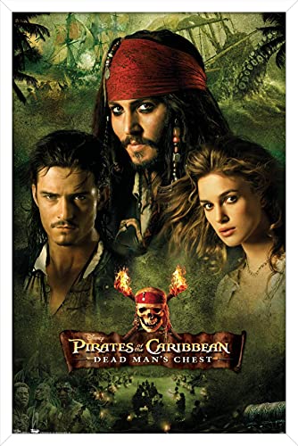 Poster Pirates des Caraïbes Coffre de l'homme mort Premium Encadré Blanc