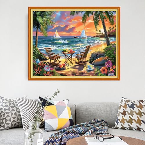 Image of Funart Stamped Cross Stitch Kits for Beginners Full Range of Cross Stitching Preprinted Embroidery Kits for Adults, 11CT Embroidery Pattern Needlepoint Kits- (ArtColors25)