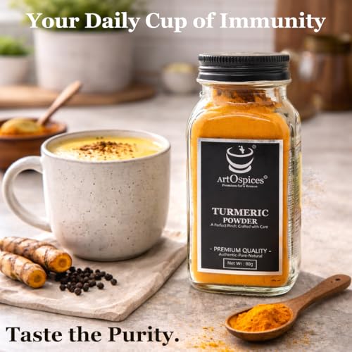 Image of ArtOspices Lakadong Turmeric Powder 160g | Pack of 2 Glass Jars 80g Each | 9-12% High Curcumin | Pure Haldi Meghalaya | No Preservatives | Chemical-Free Haldi