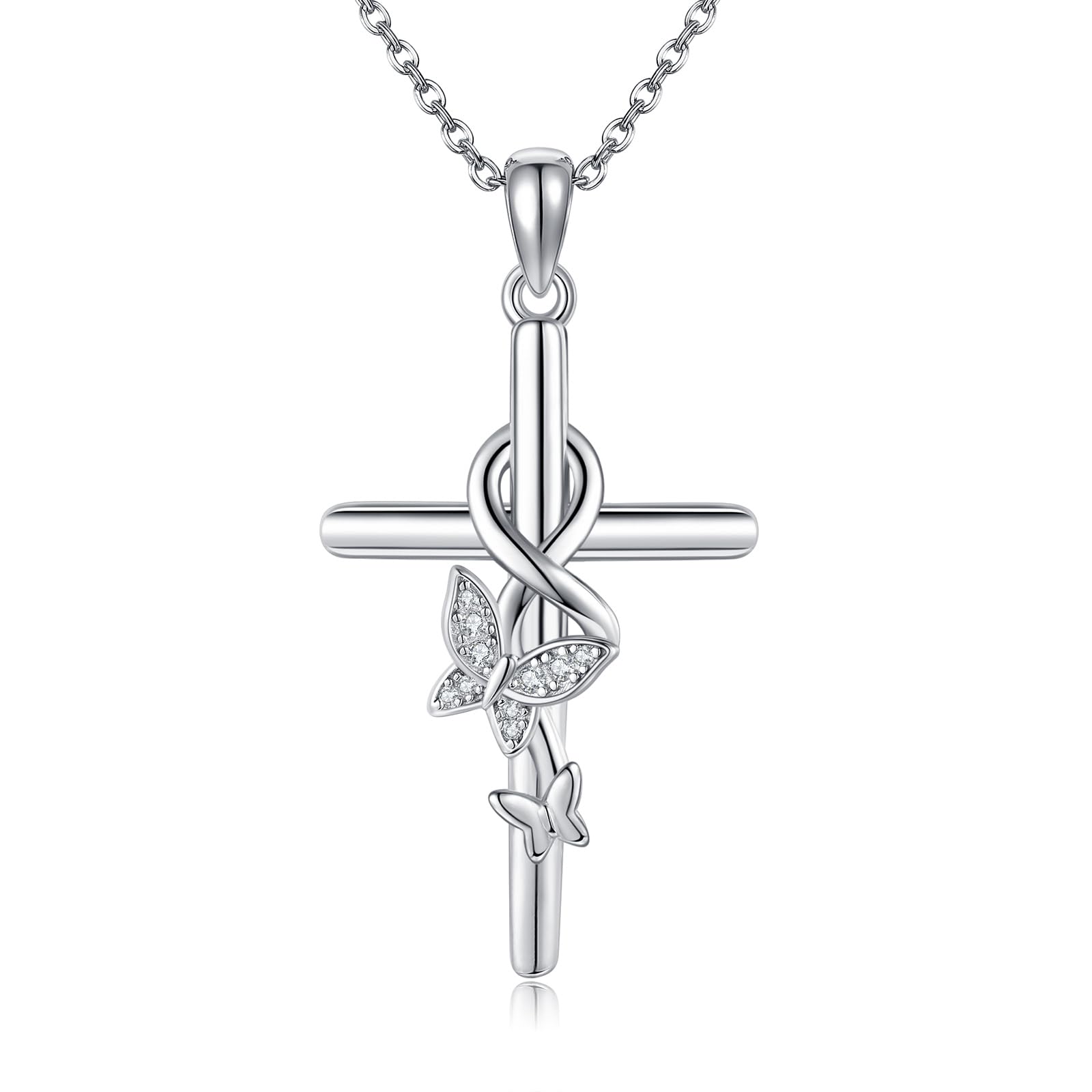 POPLYKE Kreuz Halskette für Frauen Sterling Silber Kreuz Schmuck für Mama Frauen Herren