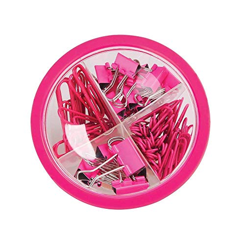 Kit Clips e Prendedores de Papel Rosa,Tilibra - 1 pote com 86 unidades