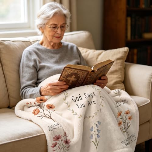 Image of COMFAR Christian Floral Throw Blanket, Christian Gifts for Women, Baptism /Religious /Inspirational /Catholic /Encouragement /Birthday Gifts for Women, First Holy Communion Gifts for Girls 40 inchx 60 inch