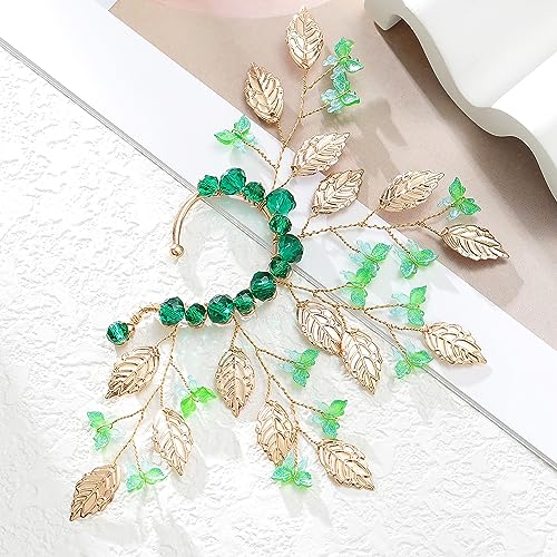 Butterflies Ear Left Single Elf Cuff Green Fairy Ear Cuff for Women3