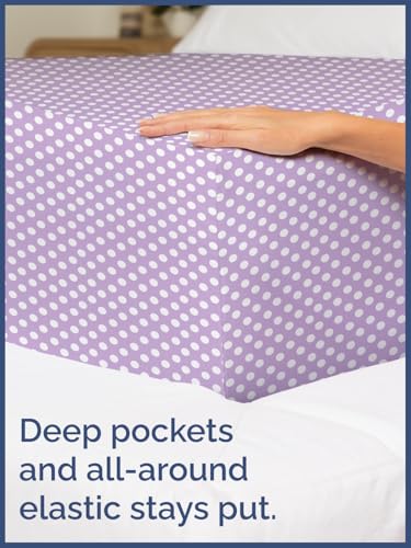 Image of Kids Twin Size Purple Dots Bed Sheets - 3 Piece Kids Purple Dots Sheet Set