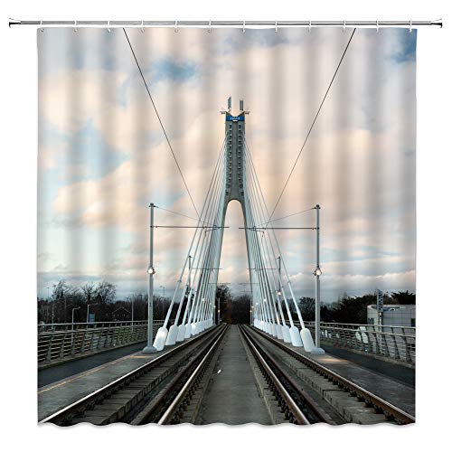 AMFD Rideau de Douche avec Crochets et Crochets pour Salle de Bain Blanc Cover