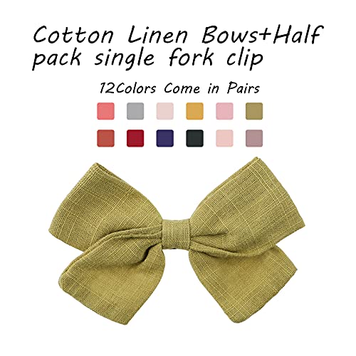 Choicbaby 24Pcs 3.5 Inches Baby Girls Hair Bows Clips Cotton And Linen Bows Hair Barrettes Accessories For Little Girls Toddlers Teens Kids In Pairs thumb #4