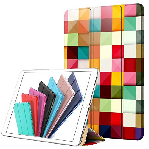 Image of DuraSafe Cases for iPad PRO 10.5 Air 3 [ PRO 10.5 Inch Air 3rd Gen ] A1701 A1709 A1852 A2152 A2123 A2153 A2154 Trifold Printed Hard Smart PC Transparent Back Cover - Color Grid