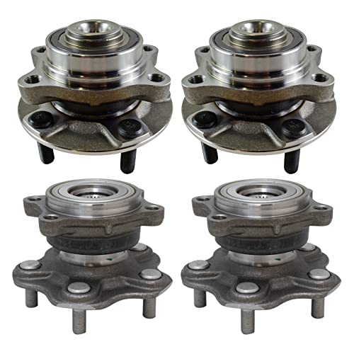 Image of TRQ Front and Rear Wheel Bearing & Hub Assembly Set 4 Piece for 2003 Infiniti G35 2004-2006 G35 Base Model 2007 G35 Coupe 2003-2009 Nissan 350Z