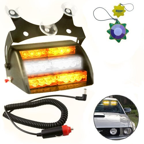 HQRP 18 LED Vehicle Emergency 12V Strobe Amber/White Warning Light for Front Grille/Deck + HQRP Sun Meter