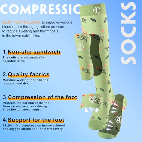 Image of bropite Compression Socks for Women &Men Circulation-Support Knee High Socks 20-30 mmhg-Best for Running,Medical,Nurse,Travel