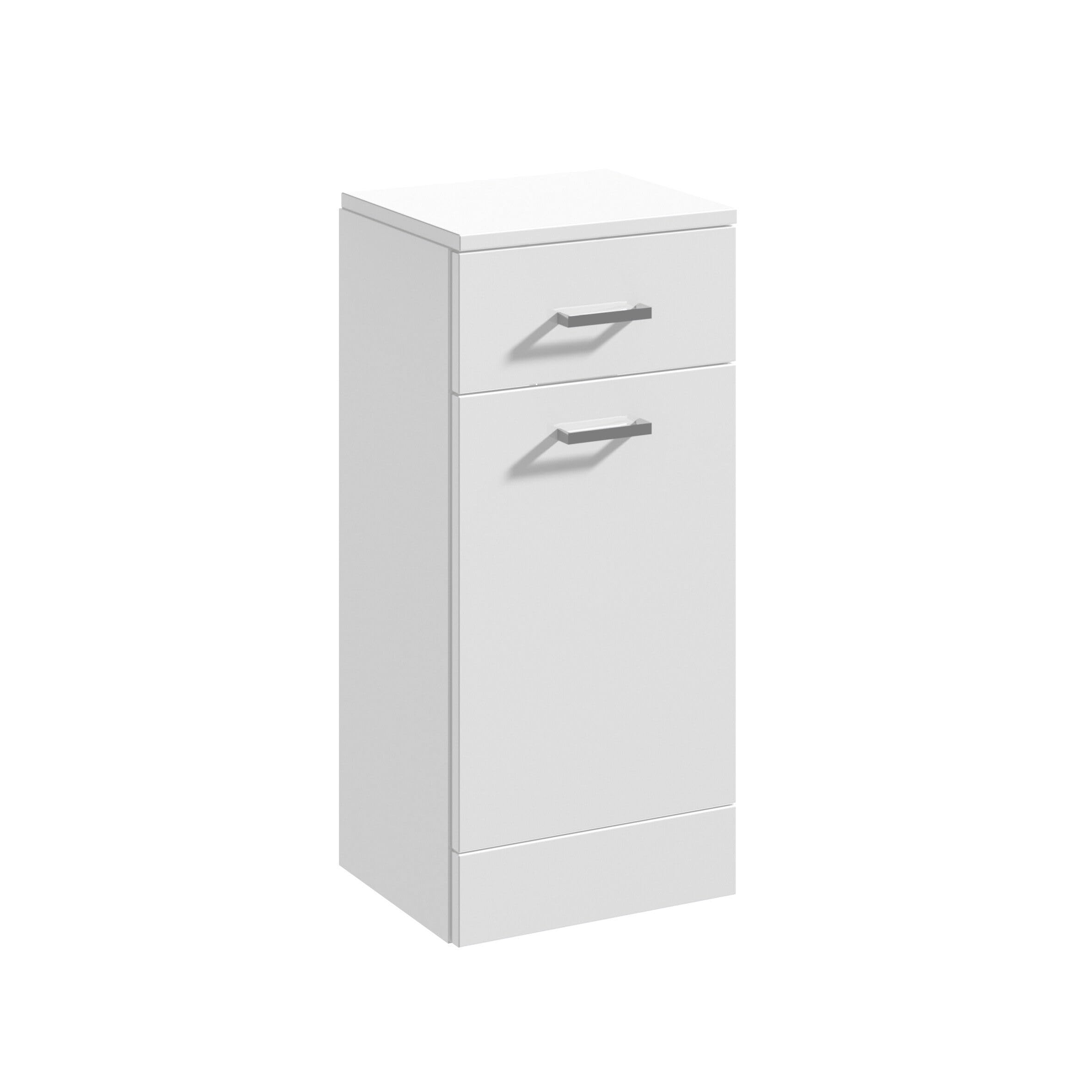 Balterley Bathroom Storage Cabinet, 2 Drawers Chrome Handles Slim Bathroom Storage Unit, Freestanding Unit, Tall Narrow Cupboard Toilet Cabinet, Cabinets for Bathrooms - 350 x 330 x 766mm (White)