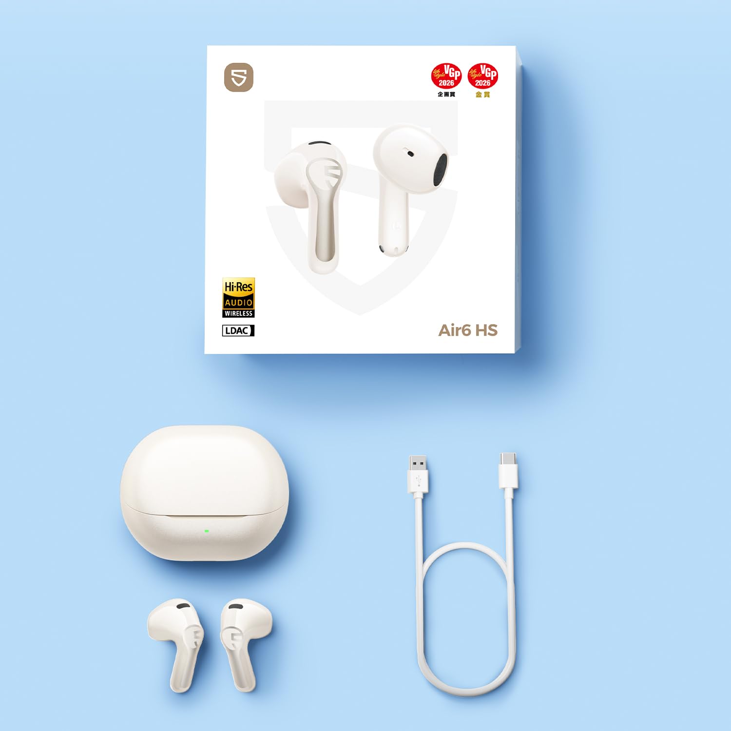 SoundPEATS Air6 HS BT 6.0 - Cuffie senza fili, semi-in-ear per un trasporto leggero e confortevole, driver a tre magneti da 13 mm con audio LDAC Hi-Res, audio ad alta risoluzione, 45 ore di autonomia