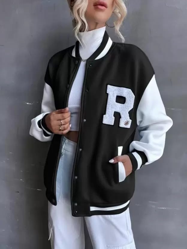Image of Stylish Long Sleeve Letterman Varsity Jacket for Women