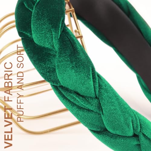 Image of DRESHOW Braided Headbands for Women Velvet Hair Hoop Elastic Criss Cross Hair Bands Accessories
