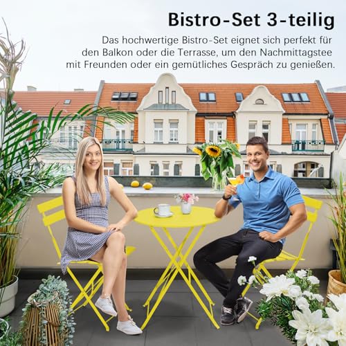 LIFERUN Bistro Set Metall, Klappbar Balkonmöbel Set für Kleinen Balkon – Ansicht 7