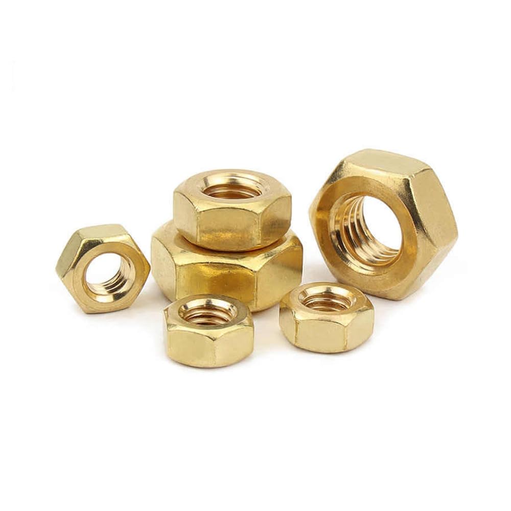 Nheisscf One Color Hex Nuts，Lock Nut, 200Pcs M1.6-0.35 Brass Hex Nut，Locking Nut(M4-0.7 M=2.2)