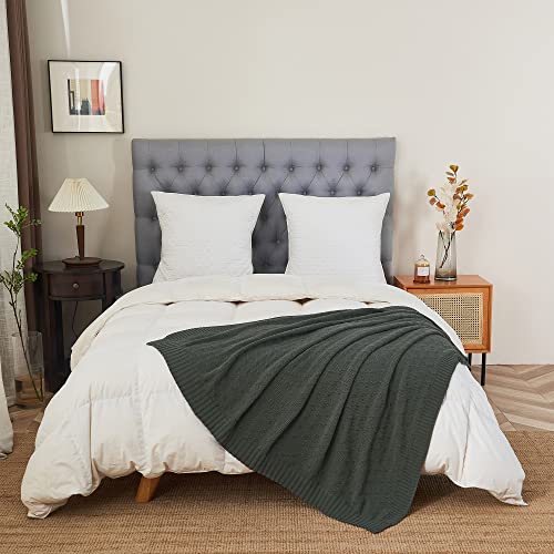 Charcoal Grey Cotton Throw Blanket For Couch Sofa Bed - Home Decorative Soft Cozy Sweater Fall Cable Knit Blankets -Dark Gray 2.2 Pounds 50 X 60 Inch #TOP5