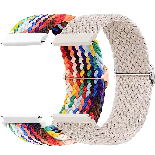 20mm Armband für Samsung Galaxy Watch 6/5/4 40mm 44mm/Watch 4/6 Classic 47mm 43mm 46mm 42mm/Watch 5 Pro 45mm/3 41mm/Active 2,2ST Geflochtenes Nylon Uhrenarmband für Garmin Vivoactive 3/Forerunner 245