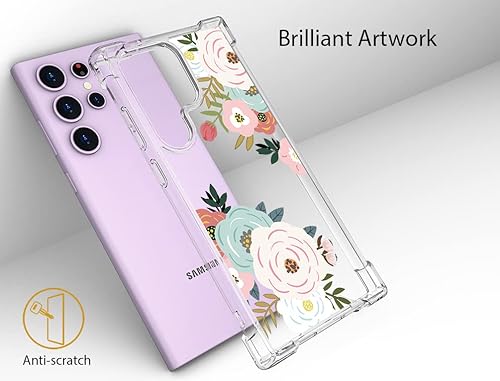 Miniatura 2 de Funda compatible con Samsung Galaxy S23 Ultra, bonita funda transparente para mujeres y niñas, diseño transparente de diseñador (flores de primavera