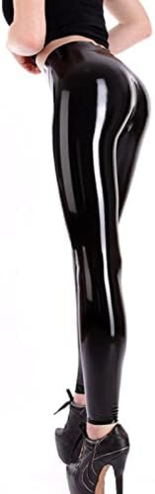 Jambières En Latex Jambières Collants En Latex Legging,Noir,Grand