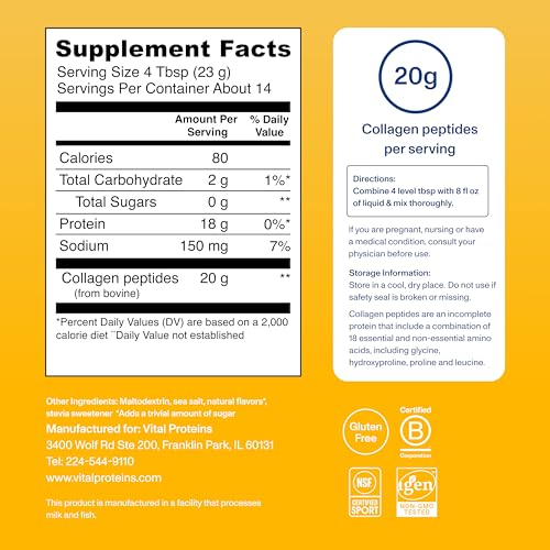 Image of Vital Proteins Collagen Peptides Powder Vanilla - Supports Hair, Skin, Nails, Bones, Joints, Powder for Women